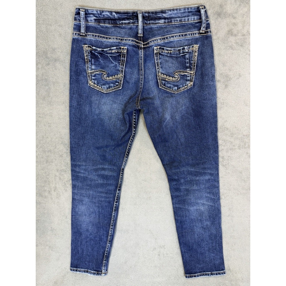Silver Jeans Womens 26 Blue Denim Medium Wash Mid‎ Rise Boyfriend Stretch - Picture 2 of 10